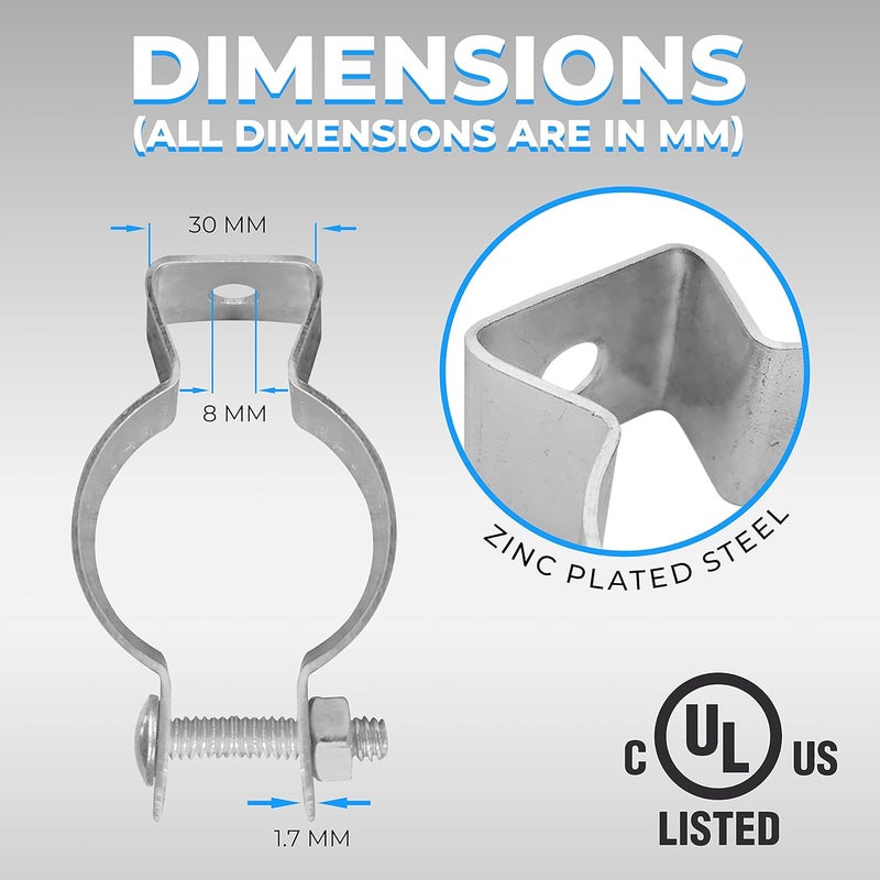 OHLECTRIC OL-55394 Zinc Plated Steel 2-1/2" EMT Conduit Hanger with Bolt- Ideal for Rigid and EMT Conduit Mounting to Surfaces, Insulated Supports or Threaded Rods - Image 3